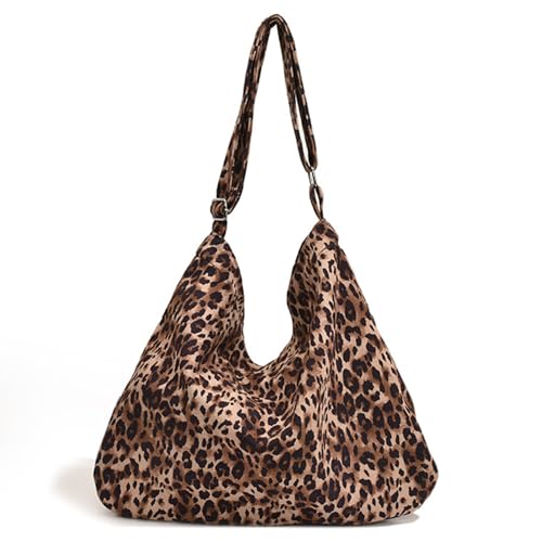 TeeYee Damen Stofftasche Leopard Pattern Schultertasche Retro Stil Mädchen Schultertasche Casual Tasche für Arbeit Schule Leo Braun von TeeYee