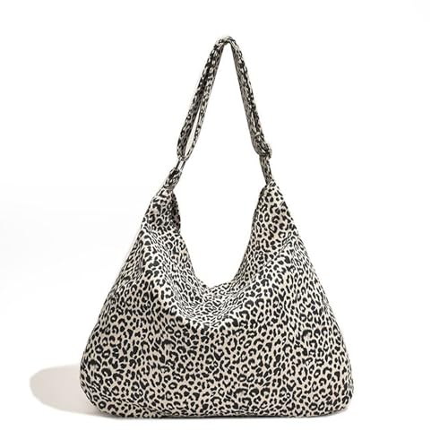 TeeYee Damen Stofftasche Leopard Pattern Schultertasche Retro Stil Mädchen Schultertasche Casual Tasche für Arbeit Schule Leo Schwarz von TeeYee
