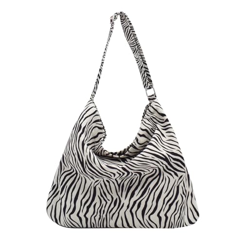 TeeYee Damen Stofftasche Leopard Pattern Schultertasche Retro Stil Mädchen Schultertasche Casual Tasche für Arbeit Schule Zebra von TeeYee