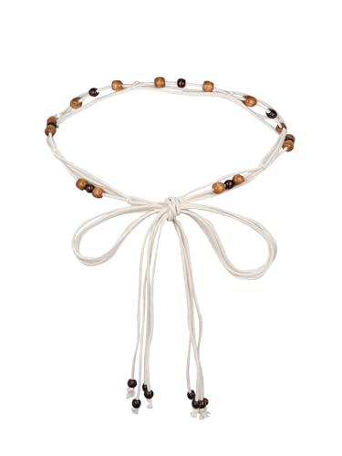 TeeYee Damen Taillengürtel Boho Gürtel mit Quaste Mädchen Flechtgürtel Bindegürtel Bauchkette Schmaler Gürtel für Kleid Belt Women 276Weiß von TeeYee