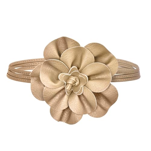 TeeYee Damen PU Leder Blumen Gürtel Boho Wickelgürtel Flechtgürtel Taillengürtel Schmaler Gürtel für Kleid Khaki von TeeYee