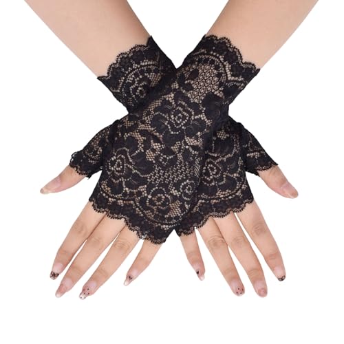 TeeYee Handschuhe Damen Elegant Damen Spitze Fingerlose Mesh Spitzen Handschuhe Spitzenhandschuhe für Hochzeit Braut Knigge Schwarz-133FG TeeYee Handschuhe Damen Elegant Damen Spitze Fingerlose Mesh Spitzen Handschuhe Spitzenhandschuhe für Hochzeit Braut Knigge Schwarz-133FG von TeeYee