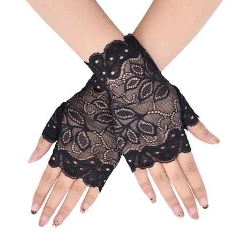 TeeYee Handschuhe Damen Elegant Damen Spitze Fingerlose Mesh Spitzen Handschuhe Spitzenhandschuhe für Hochzeit Braut Knigge Schwarz-133YZ TeeYee Handschuhe Damen Elegant Damen Spitze Fingerlose Mesh Spitzen Handschuhe Spitzenhandschuhe für Hochzeit Braut Knigge Schwarz-133YZ von TeeYee