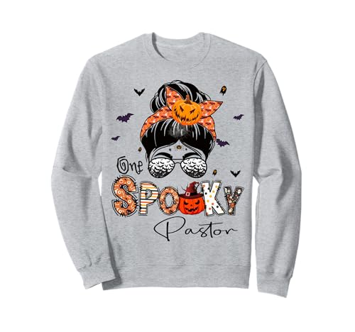 EIN gruseliger Pastor Messy Bun Frauen Hexe Kürbis Halloween Sweatshirt von TeeaxArt Halloween Witch Gifts