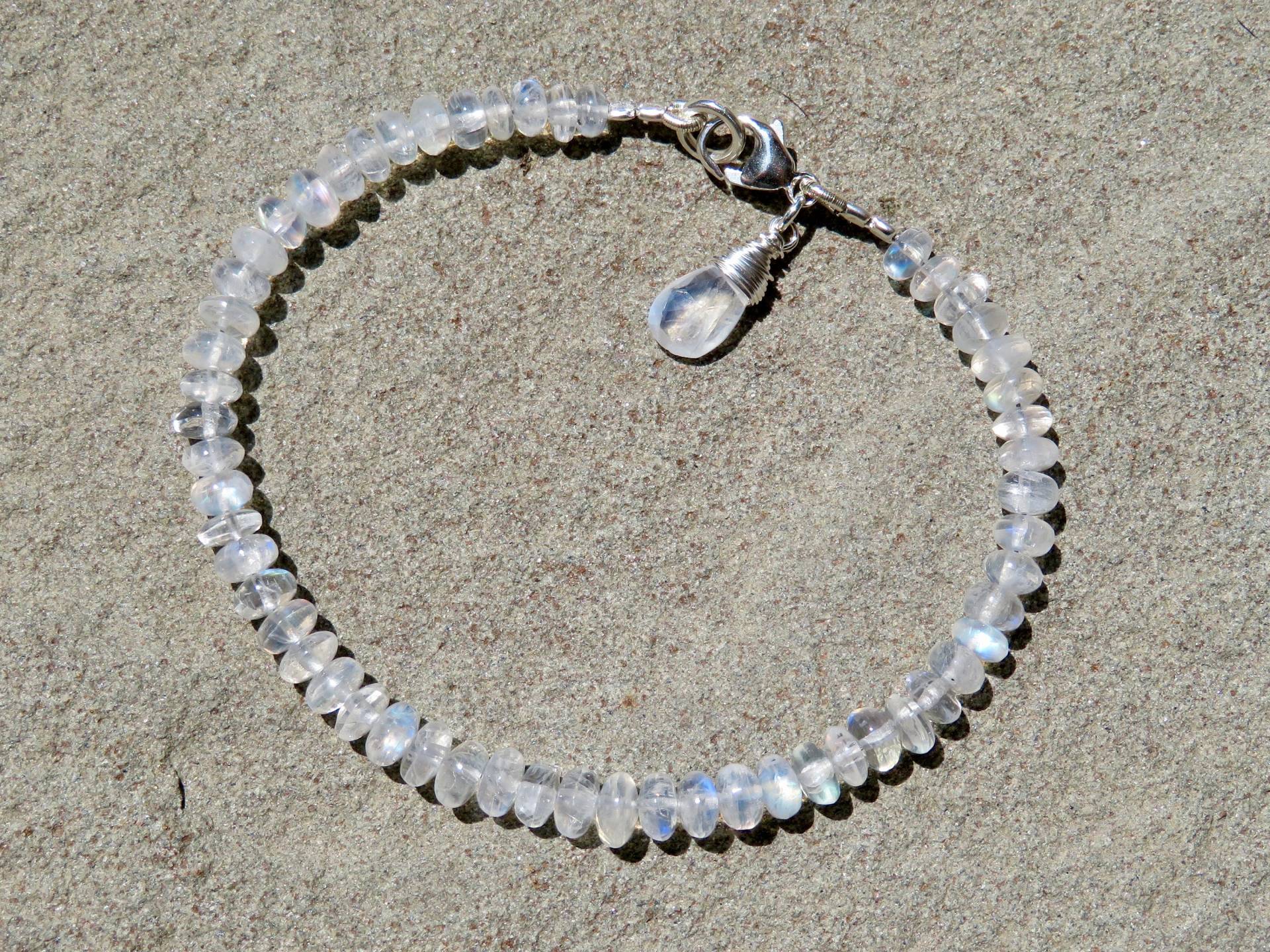 Regenbogen Mondstein Armband Sterling Silber Edelstein Schmuck von TeeceTorre