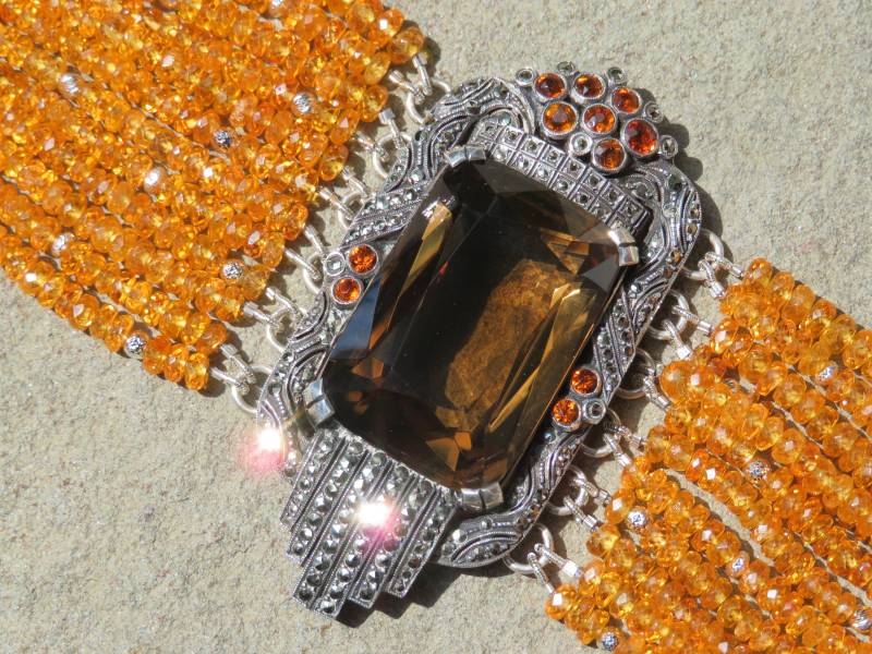 Verkauft/Nicht Verkäuflichtheodor Fahrner Art Deco Mandaringranat Armband von TeeceTorre