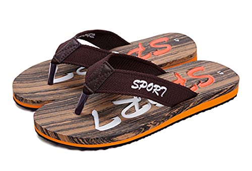 Teechodina Hausschuhe Unisex Flip Flops Damen Herren Classic Strand Schuhe Flip-On Zehentrenner Badelatschen, Braun, 41 von Teechodina