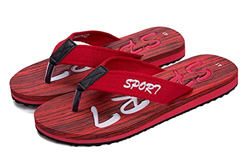 Teechodina Hausschuhe Unisex Flip Flops Damen Herren Classic Strand Schuhe Flip-On Zehentrenner Badelatschen, Rot, 38 von Teechodina