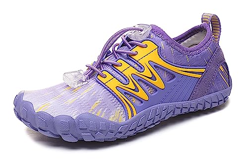 Teechodina Kinder Barfußschuhe Barfussschuhe Kleinkind Wasserschuhe Strandschuhe Schnell Trocknend Badeschuhe Unisex Aquaschuhe für Jungen Mädchen, A Lila, 28 von Teechodina