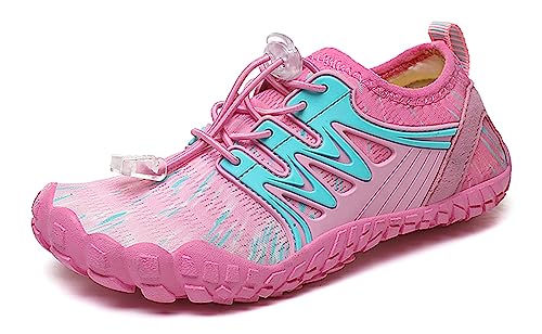 Teechodina Kinder Barfußschuhe Barfussschuhe Kleinkind Wasserschuhe Strandschuhe Schnell Trocknend Badeschuhe Unisex Aquaschuhe für Jungen Mädchen, A Rosa, 28 von Teechodina