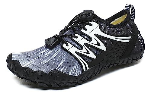 Teechodina Kinder Barfußschuhe Barfussschuhe Kleinkind Wasserschuhe Strandschuhe Schnell Trocknend Badeschuhe Unisex Aquaschuhe für Jungen Mädchen, A Schwarz, 26 von Teechodina