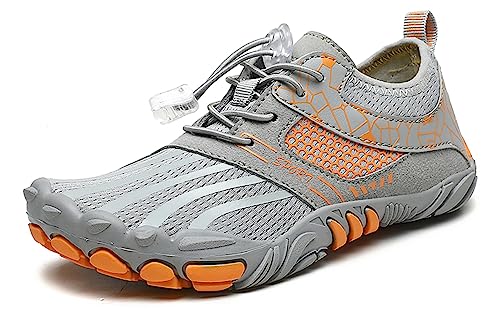 Teechodina Kinder Barfußschuhe Barfussschuhe Kleinkind Wasserschuhe Strandschuhe Schnell Trocknend Badeschuhe Unisex Aquaschuhe für Jungen Mädchen, B Grau, 28 von Teechodina