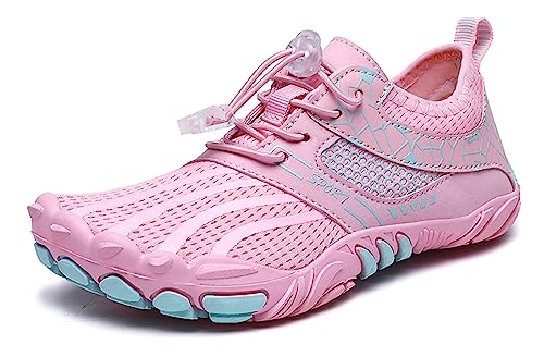 Teechodina Kinder Barfußschuhe Barfussschuhe Kleinkind Wasserschuhe Strandschuhe Schnell Trocknend Badeschuhe Unisex Aquaschuhe für Jungen Mädchen, B Rosa, 32 von Teechodina