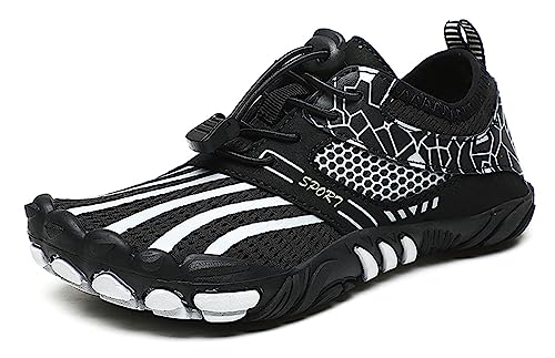 Teechodina Kinder Barfußschuhe Barfussschuhe Kleinkind Wasserschuhe Strandschuhe Schnell Trocknend Badeschuhe Unisex Aquaschuhe für Jungen Mädchen, B Schwarz, 27 von Teechodina