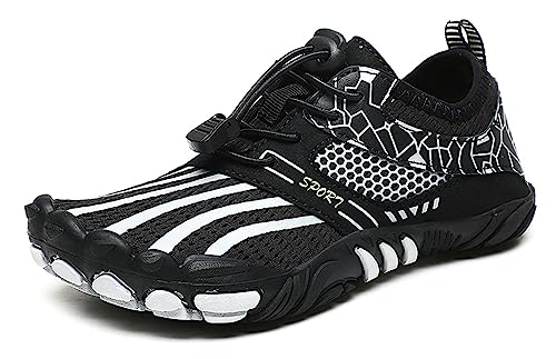 Teechodina Kinder Barfußschuhe Barfussschuhe Kleinkind Wasserschuhe Strandschuhe Schnell Trocknend Badeschuhe Unisex Aquaschuhe für Jungen Mädchen, B Schwarz, 32 von Teechodina