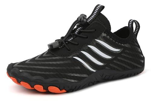 Teechodina Kinder Barfußschuhe Barfussschuhe Kleinkind Wasserschuhe Strandschuhe Schnell Trocknend Badeschuhe Unisex Aquaschuhe für Jungen Mädchen, C Schwarz, 29 von Teechodina