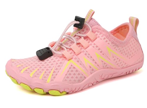 Teechodina Kinder Barfußschuhe Barfussschuhe Kleinkind Wasserschuhe Strandschuhe Schnell Trocknend Badeschuhe Unisex Aquaschuhe für Jungen Mädchen, D Rosa, 32 von Teechodina