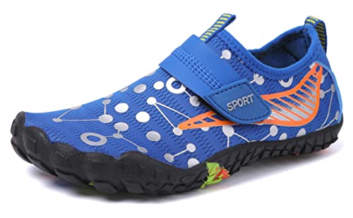 Teechodina Kinder Barfußschuhe Kleinkind Barfussschuhe Wasserschuhe Strandschuhe Schnell Trocknend Badeschuhe Aquaschuhe für Jungen Mädchen, A Blau, 28 von Teechodina