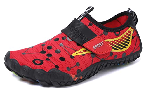 Teechodina Kinder Barfußschuhe Kleinkind Barfussschuhe Wasserschuhe Strandschuhe Schnell Trocknend Badeschuhe Aquaschuhe für Jungen Mädchen, A Rot, 28 von Teechodina