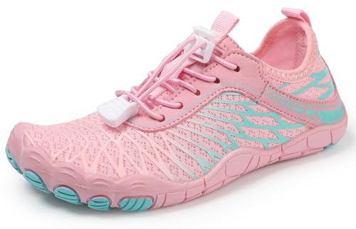 Teechodina Kinder Barfußschuhe Kleinkind Barfussschuhe Wasserschuhe Strandschuhe Schnell Trocknend Badeschuhe Aquaschuhe für Jungen Mädchen, AA Rosa, 28 von Teechodina