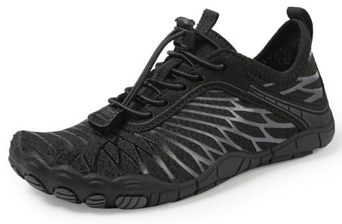 Teechodina Kinder Barfußschuhe Kleinkind Barfussschuhe Wasserschuhe Strandschuhe Schnell Trocknend Badeschuhe Aquaschuhe für Jungen Mädchen, AA Schwarz, 26 von Teechodina