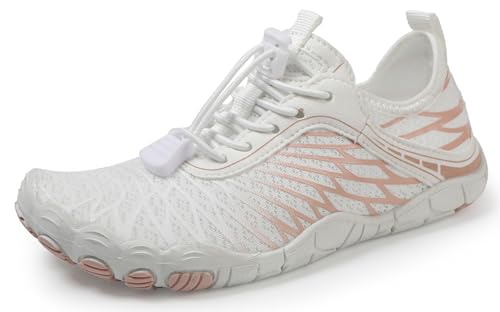 Teechodina Kinder Barfußschuhe Kleinkind Barfussschuhe Wasserschuhe Strandschuhe Schnell Trocknend Badeschuhe Aquaschuhe für Jungen Mädchen, AA Weiß, 26 von Teechodina