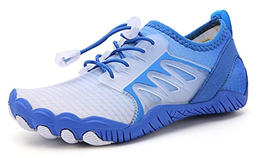 Teechodina Kinder Barfußschuhe Kleinkind Barfussschuhe Wasserschuhe Strandschuhe Schnell Trocknend Badeschuhe Aquaschuhe für Jungen Mädchen, C Blau, 28 von Teechodina