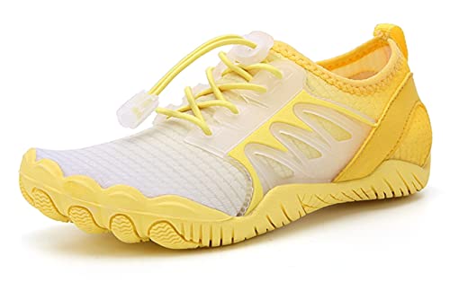Teechodina Kinder Barfußschuhe Kleinkind Barfussschuhe Wasserschuhe Strandschuhe Schnell Trocknend Badeschuhe Aquaschuhe für Jungen Mädchen, C Gelb, 36 von Teechodina