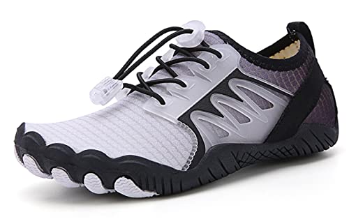 Teechodina Kinder Barfußschuhe Kleinkind Barfussschuhe Wasserschuhe Strandschuhe Schnell Trocknend Badeschuhe Aquaschuhe für Jungen Mädchen, C Grau, 31 von Teechodina