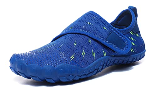 Teechodina Kinder Barfußschuhe Kleinkind Barfussschuhe Wasserschuhe Strandschuhe Schnell Trocknend Badeschuhe Aquaschuhe für Jungen Mädchen, D Blau, 33 von Teechodina