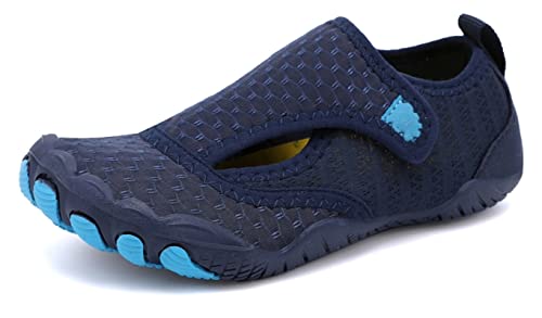 Teechodina Kinder Barfußschuhe Kleinkind Barfussschuhe Wasserschuhe Strandschuhe Schnell Trocknend Badeschuhe Aquaschuhe für Jungen Mädchen, E Dunkelblau, 27 von Teechodina