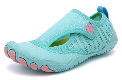 Teechodina Kinder Barfußschuhe Kleinkind Barfussschuhe Wasserschuhe Strandschuhe Schnell Trocknend Badeschuhe Aquaschuhe für Jungen Mädchen, E Hellblau, 27 von Teechodina