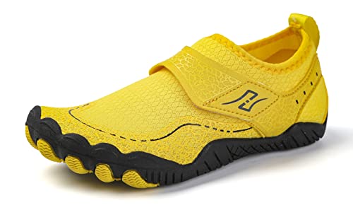 Teechodina Kinder Barfußschuhe Kleinkind Barfussschuhe Wasserschuhe Strandschuhe Schnell Trocknend Badeschuhe Aquaschuhe für Jungen Mädchen, F Gelb, 37 von Teechodina