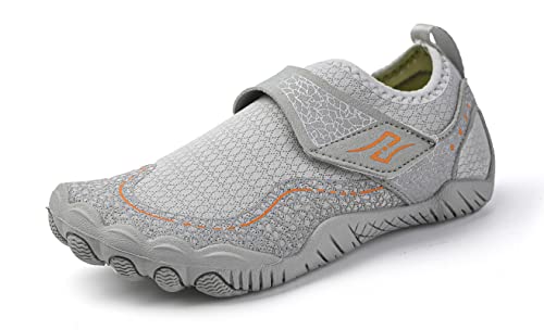 Teechodina Kinder Barfußschuhe Kleinkind Barfussschuhe Wasserschuhe Strandschuhe Schnell Trocknend Badeschuhe Aquaschuhe für Jungen Mädchen, F Grau, 25 von Teechodina