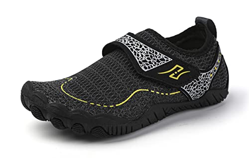 Teechodina Kinder Barfußschuhe Kleinkind Barfussschuhe Wasserschuhe Strandschuhe Schnell Trocknend Badeschuhe Aquaschuhe für Jungen Mädchen, F Schlwarz, 25 von Teechodina