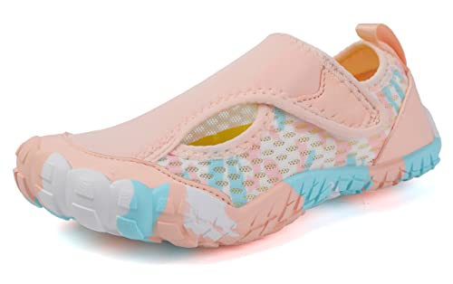 Teechodina Kinder Barfußschuhe Kleinkind Barfussschuhe Wasserschuhe Strandschuhe Schnell Trocknend Badeschuhe Aquaschuhe für Jungen Mädchen, G Rosa, 28 von Teechodina