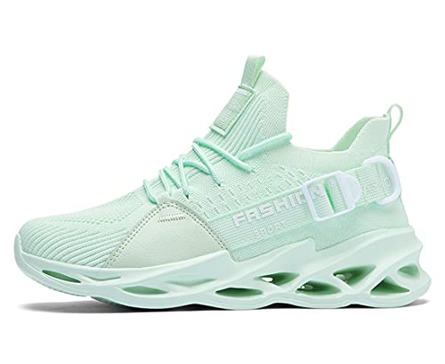 Teechodina Laufschuhe Herren Atmungsaktiv Hohle Sportschuhe Sneaker Turnschuhe Freizeitschuhe Fuer Jogging Outdoor Skateboarding Straßentanz, B# Hellgrün, 40 von Teechodina