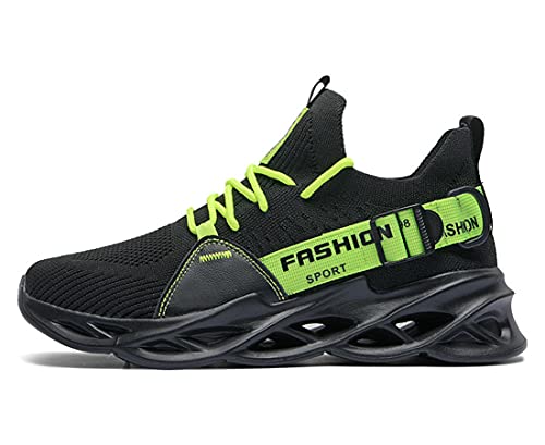 Teechodina Laufschuhe Herren Atmungsaktiv Hohle Sportschuhe Sneaker Turnschuhe Freizeitschuhe Fuer Jogging Outdoor Skateboarding Straßentanz, B# Schwarz&Grün, 40 von Teechodina