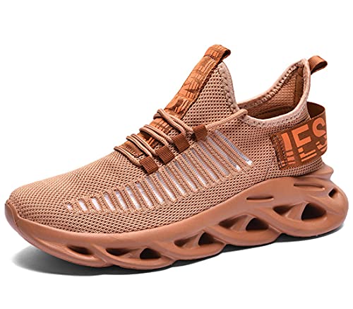 Teechodina Laufschuhe Herren Atmungsaktiv Hohle Sportschuhe Sneaker Turnschuhe Freizeitschuhe Fuer Jogging Outdoor Skateboarding Straßentanz, Braun, 41 von Teechodina