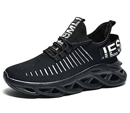 Teechodina Laufschuhe Herren Atmungsaktiv Hohle Sportschuhe Sneaker Turnschuhe Freizeitschuhe Fuer Jogging Outdoor Skateboarding Straßentanz, Schwarz, 42 von Teechodina