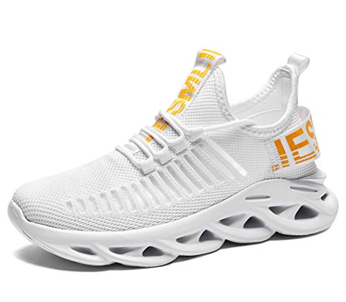 Teechodina Laufschuhe Herren Atmungsaktiv Hohle Sportschuhe Sneaker Turnschuhe Freizeitschuhe Fuer Jogging Outdoor Skateboarding Straßentanz, Weiß, 39 von Teechodina