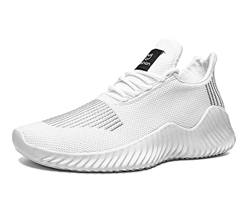 Teechodina Laufschuhe Herren Sportschuhe Atmungsaktiv Straßenlaufschuhe Sneaker Joggingschuhe Turnschuhe Walkingschuhe Traillauf Fitness Schuhe, Weiß, 42 von Teechodina