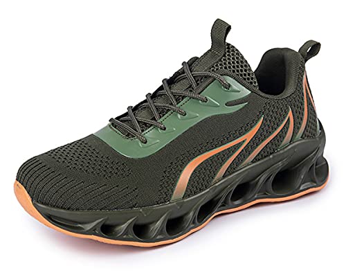 Teechodina Sportschuhe Herren Flammenmuster Laufschuhe Sneaker Turnschuhe Walkingschuhe Freizeitschuhe, Grün, 42 von Teechodina