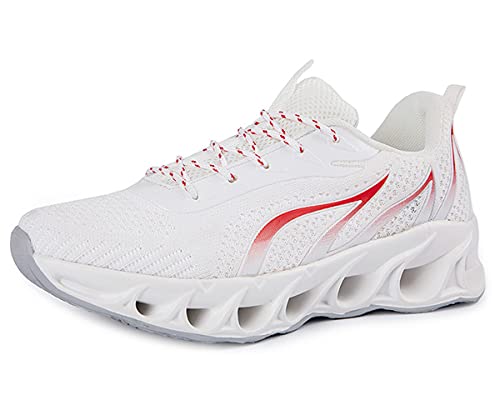 Teechodina Sportschuhe Herren Flammenmuster Laufschuhe Sneaker Turnschuhe Walkingschuhe Freizeitschuhe, Weiß, 42 von Teechodina