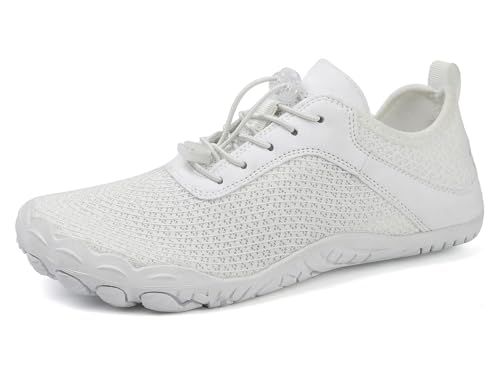 Teechodina Unisex Zehenschuhe Wasserschuhe Strandschuhe Barfußschuhe Barfussschuhe Herren Damen Traillaufschuhe Aquaschuhe Schwimmschuhe Surfschuhe, AA-Weiß, 40 von Teechodina