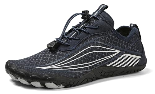 Teechodina Unisex Zehenschuhe Wasserschuhe Strandschuhe Barfußschuhe Barfussschuhe Herren Damen Traillaufschuhe Aquaschuhe Schwimmschuhe Surfschuhe, AAA-Dunkelblau, 44 von Teechodina