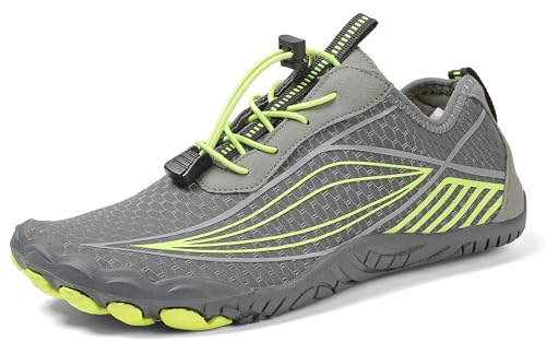 Teechodina Unisex Zehenschuhe Wasserschuhe Strandschuhe Barfußschuhe Barfussschuhe Herren Damen Traillaufschuhe Aquaschuhe Schwimmschuhe Surfschuhe, AAA-Grau, 44 von Teechodina