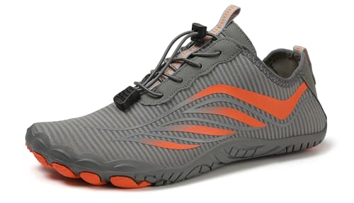 Teechodina Unisex Zehenschuhe Wasserschuhe Strandschuhe Barfußschuhe Barfussschuhe Herren Damen Traillaufschuhe Aquaschuhe Schwimmschuhe Surfschuhe, AC-Grau, 41 von Teechodina