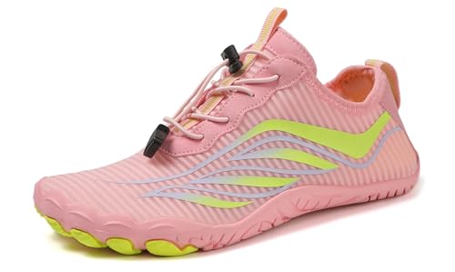 Teechodina Unisex Zehenschuhe Wasserschuhe Strandschuhe Barfußschuhe Barfussschuhe Herren Damen Traillaufschuhe Aquaschuhe Schwimmschuhe Surfschuhe, AC-Pink, 39 von Teechodina