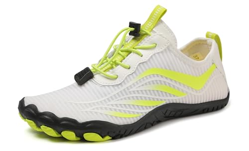 Teechodina Unisex Zehenschuhe Wasserschuhe Strandschuhe Barfußschuhe Barfussschuhe Herren Damen Traillaufschuhe Aquaschuhe Schwimmschuhe Surfschuhe, AC-Weiß, 41 von Teechodina